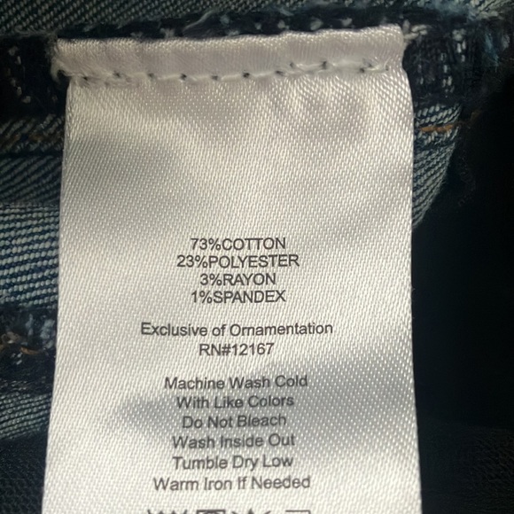 Indigo Poppy Tummy Control Bootcut with Classic Pockets Distressed Denim Size 12 - Picture 9 of 9